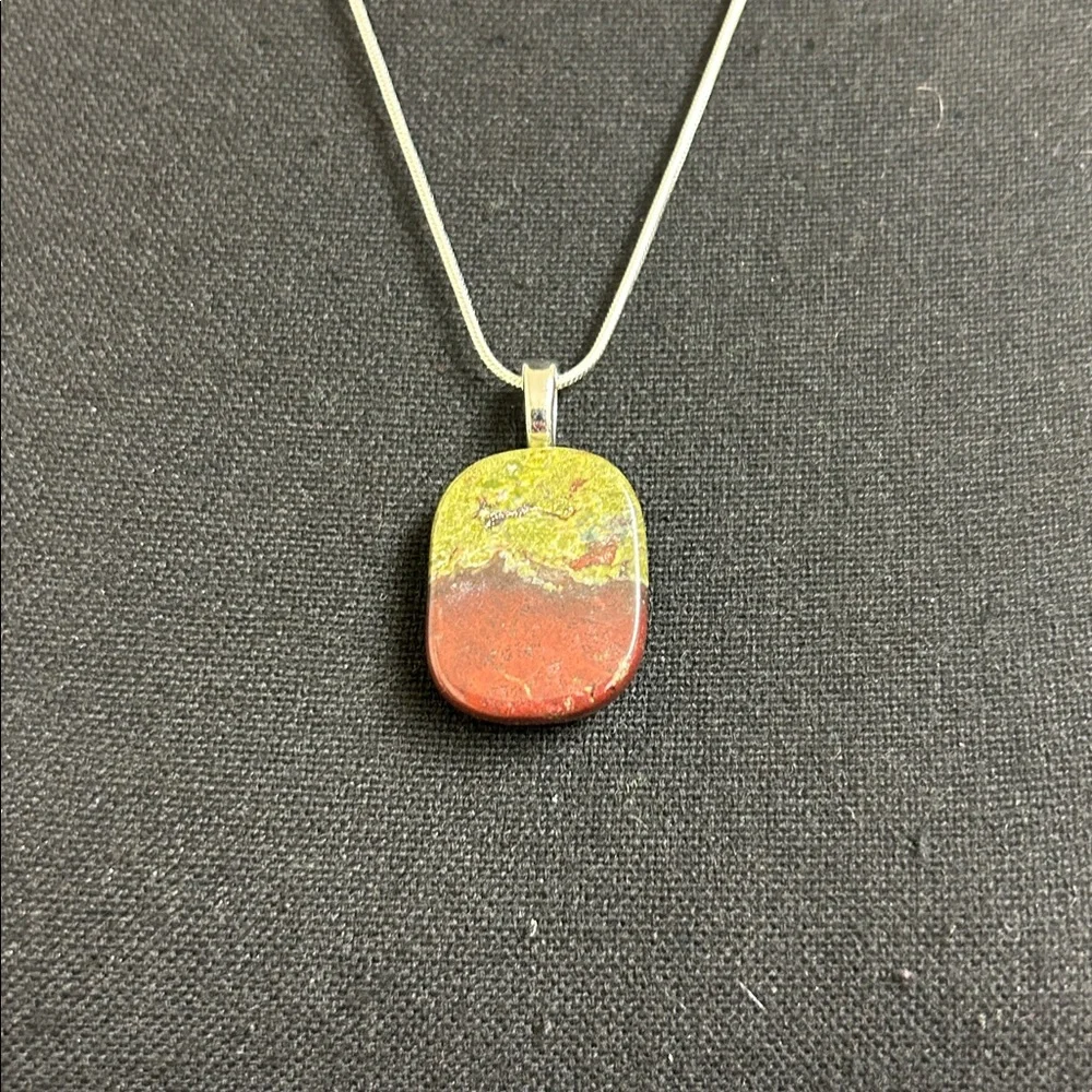 Necklace Jasper/Bloodstone handmade necklace, Silver chain 22” - Picture 3 of 6